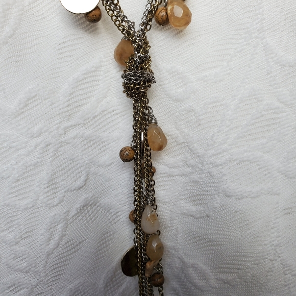 Tarnish Semi-precious Stone Layered Necklace - Picture 7 of 8